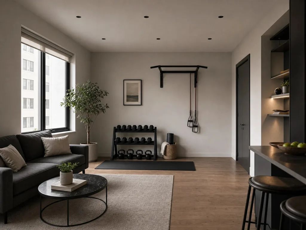 Living room workout corner