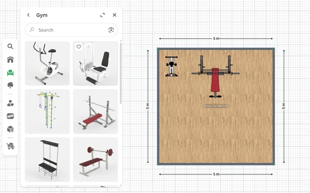 Add gym equipment in Planner 5D