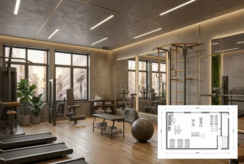Gym design created with Planner 5D