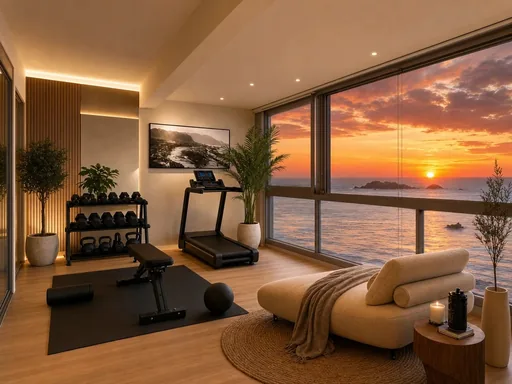 Home gym with a panoramic view