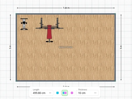 Enter gym room dimensions in Planner 5D