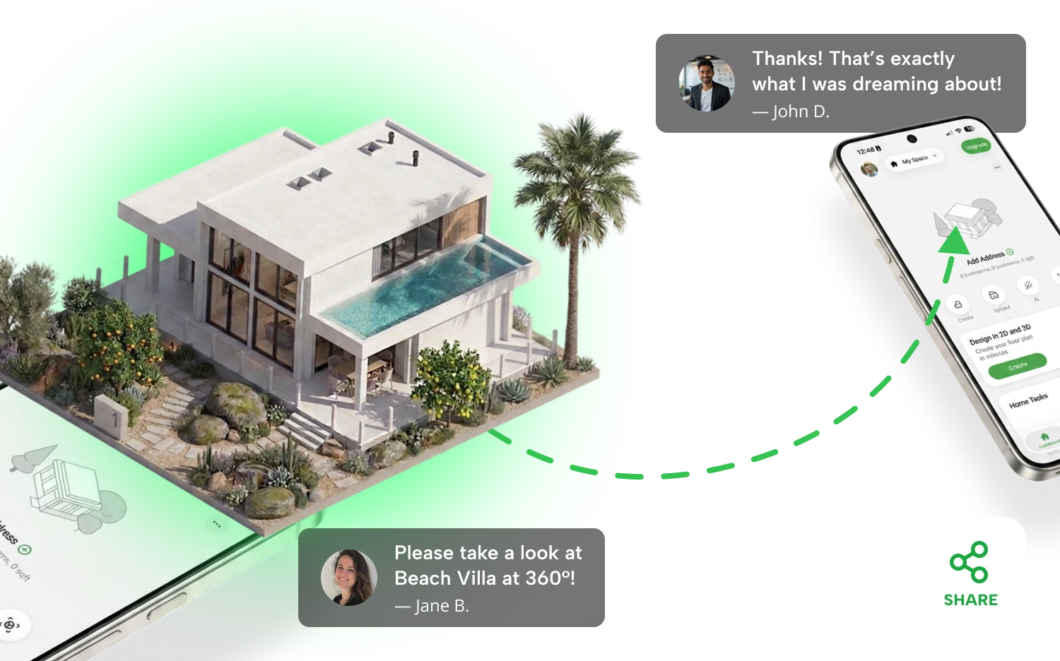 Share a Planner 5D home project from an Android device