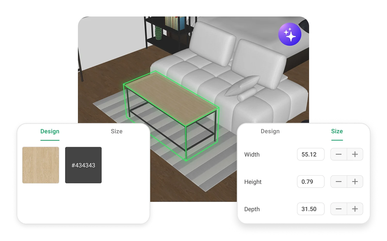 Customize furniture, materials, colors, and dimensions in Planner 5D