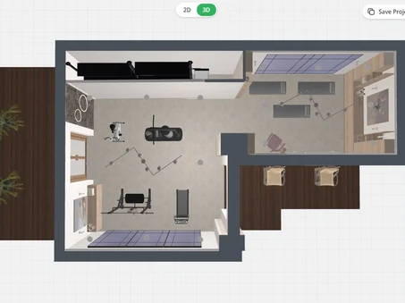 Workout zones defined in a gym floor plan