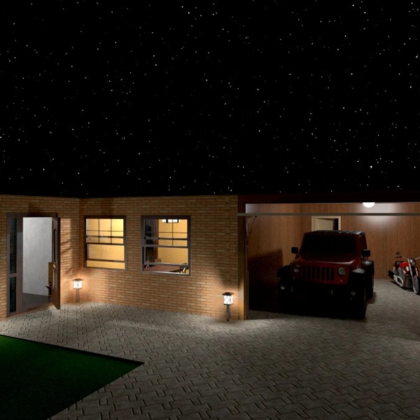 zdjęcia dom taras garaż na zewnątrz oświetlenie pomysły