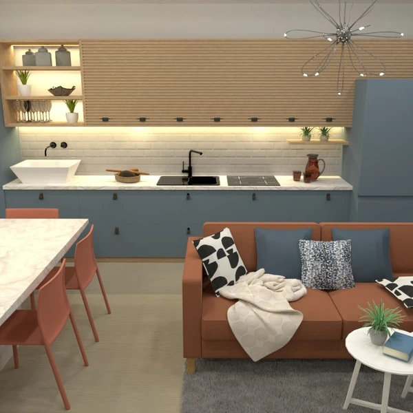 zdjęcia wystrój wnętrz kuchnia oświetlenie jadalnia mieszkanie typu studio pomysły