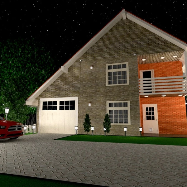 fotos casa garaje exterior iluminación paisaje arquitectura ideas