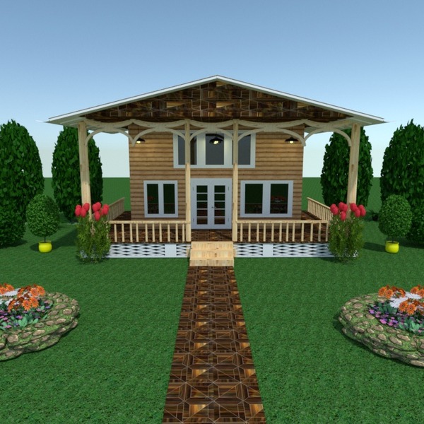 pine porch n trim house - Free Online Design | 3D House Ideas - by ...