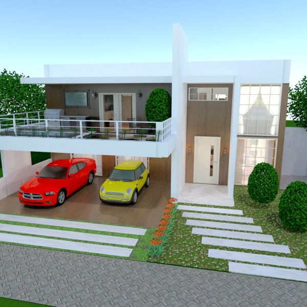 nuotraukos namas terasa garažas eksterjeras kraštovaizdis аrchitektūra idėjos