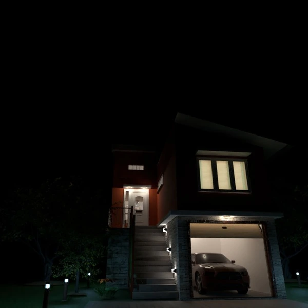 zdjęcia dom garaż oświetlenie pomysły