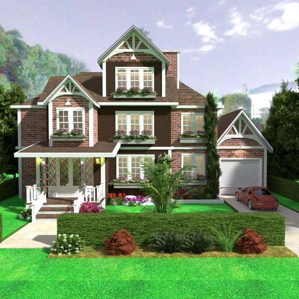 foto casa veranda garage paesaggio famiglia idee