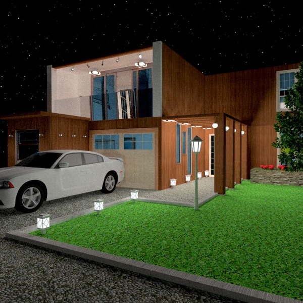 fotos casa garaje exterior iluminación paisaje ideas