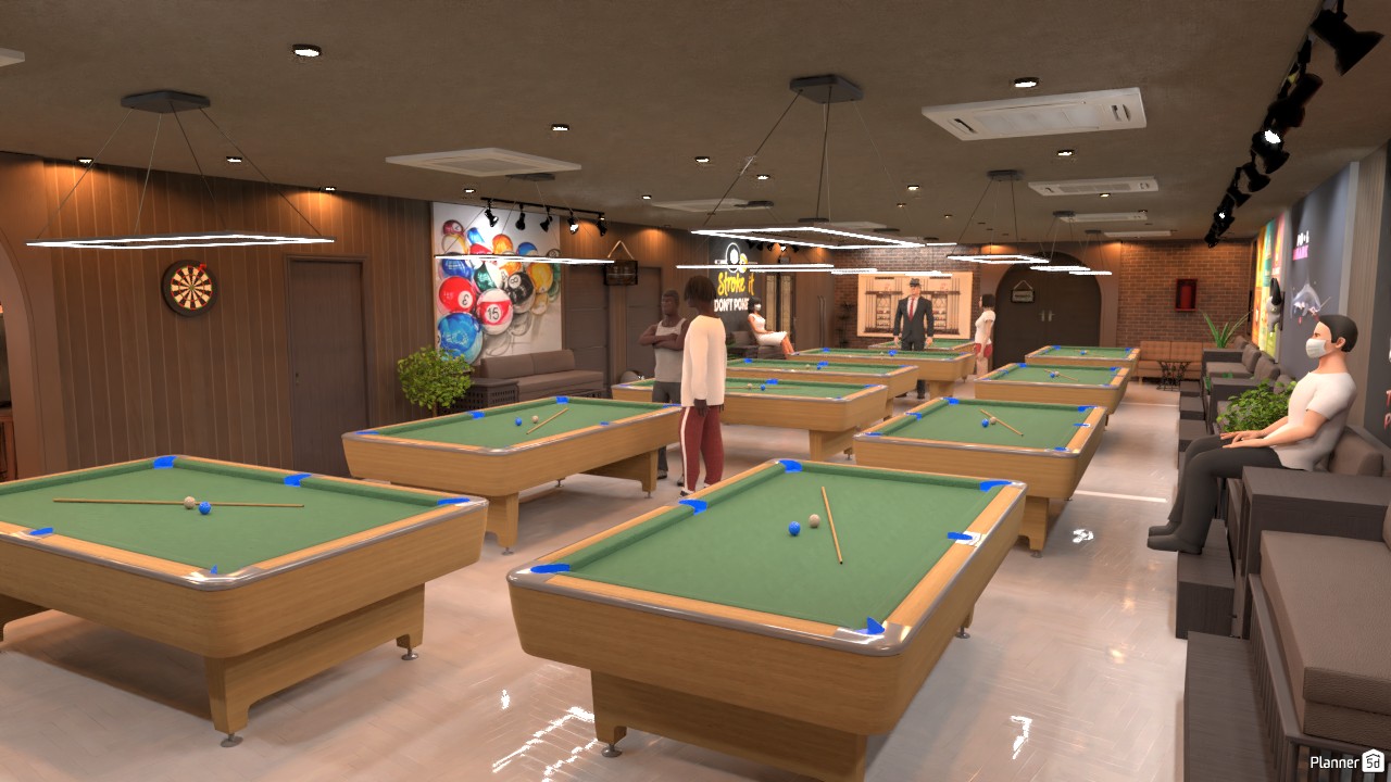 Billiards Club/pool bar/billards Hall design - Free Online Design | 3D ...