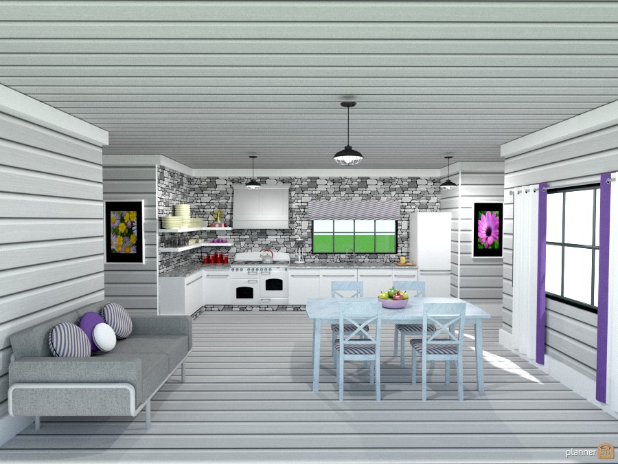 gray shiplap n brick accent wall #1274444 by Joy Suiter