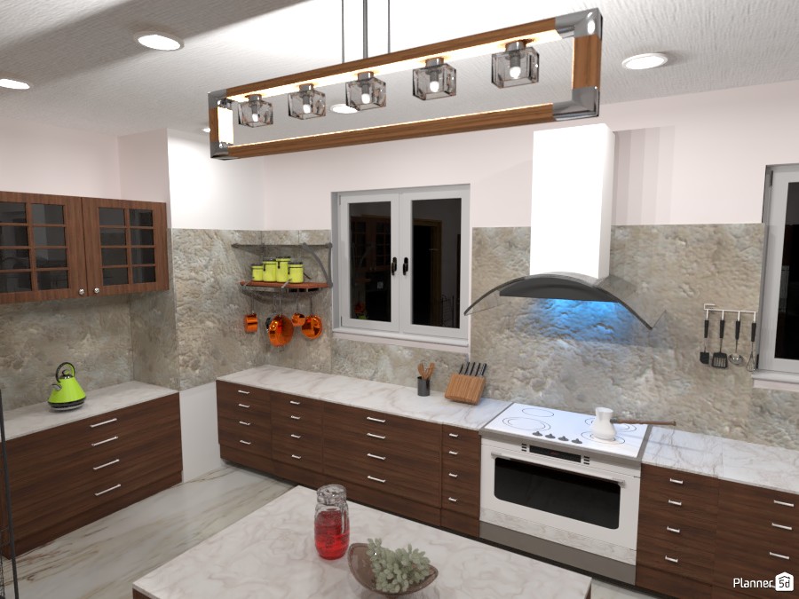 Light backsplash tiles, dark wood cabinets #3805570 by Born to be Wild