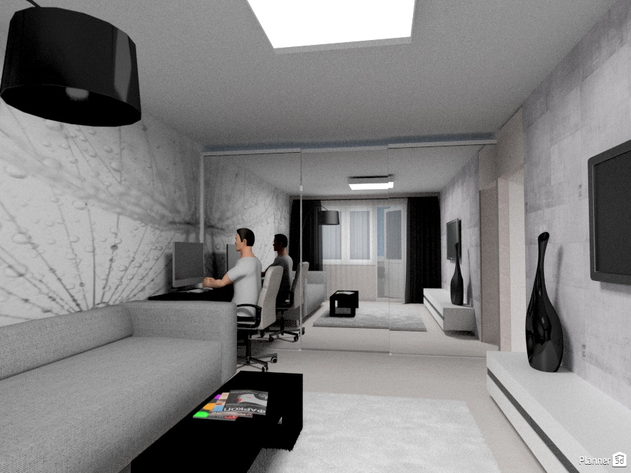 Серая гостиная (шкаф с зеркальными дверцами) #1287143 by Ольга Строева