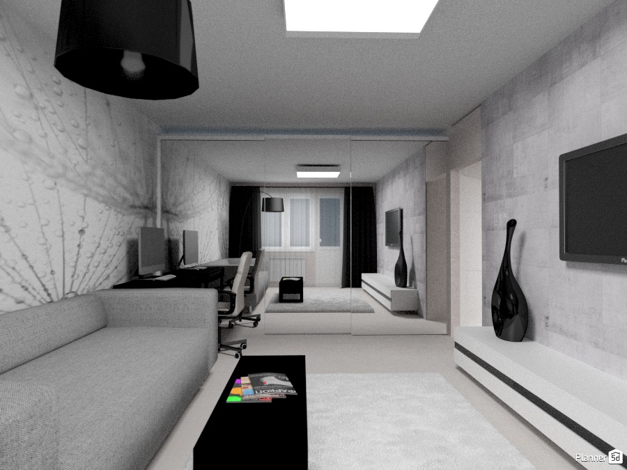 Серая гостиная (шкаф с зеркальными дверцами) #1287192 by Ольга Строева