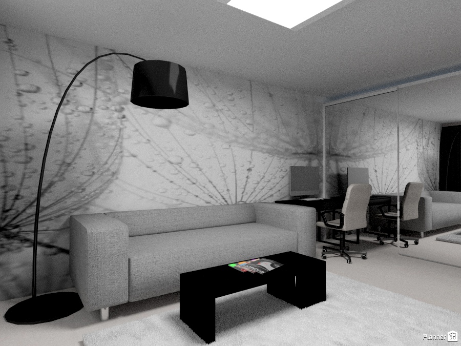 Серая гостиная с зеркальным шкафом #1287195 by Ольга Строева