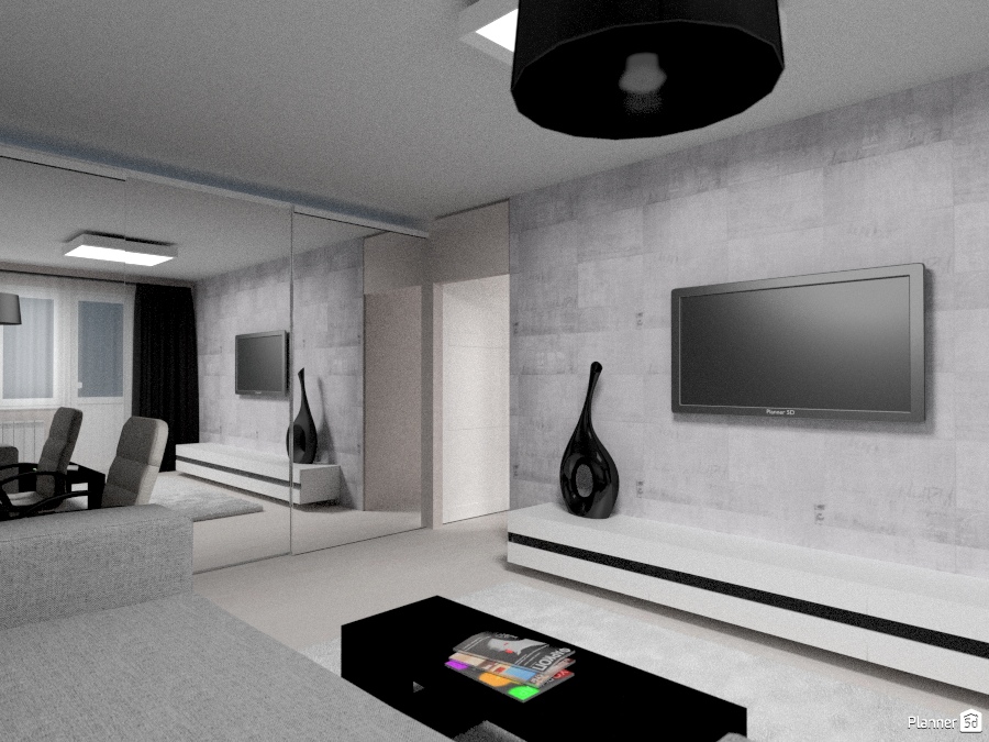 Серая гостиная с зеркальным шкафом #1287196 by Ольга Строева