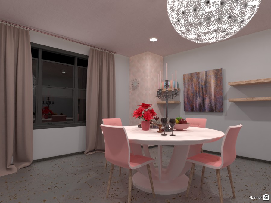 Pink themed dining room 4101029 by Art lover image