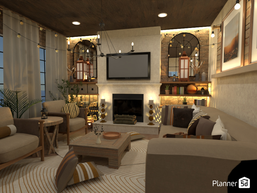 Cozy living room with fireplace 14883499 by Janine de Jong image