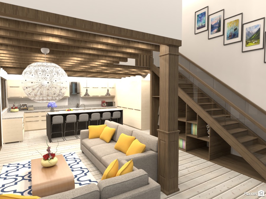 living room and kitchen #4315713 by Mia