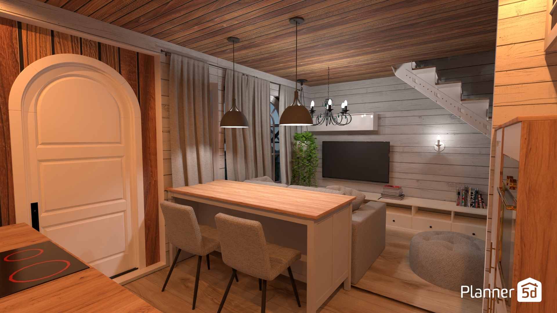 Tiny "casle" house V1 Kitchen and living room #4000996 by Corin K