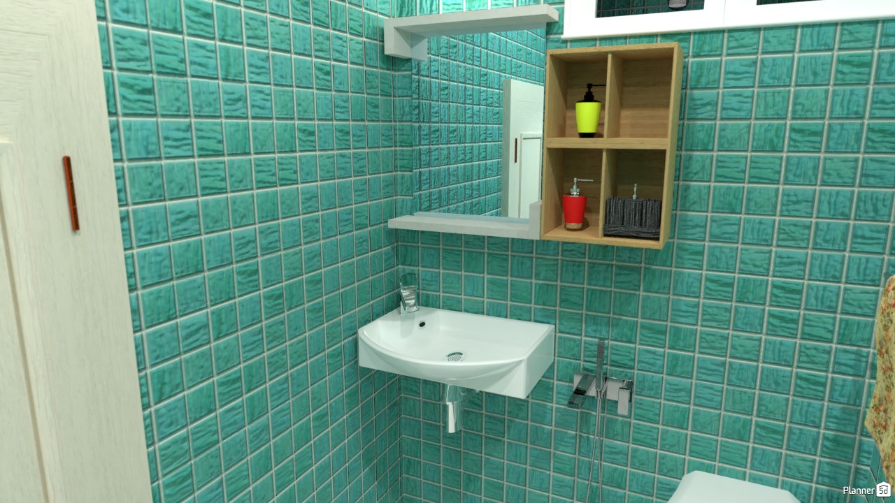 Small teal color themed bathroom #3697067 by Born to be Wild