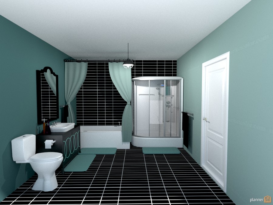 teal n black bathroom #1002948 by Joy Suiter