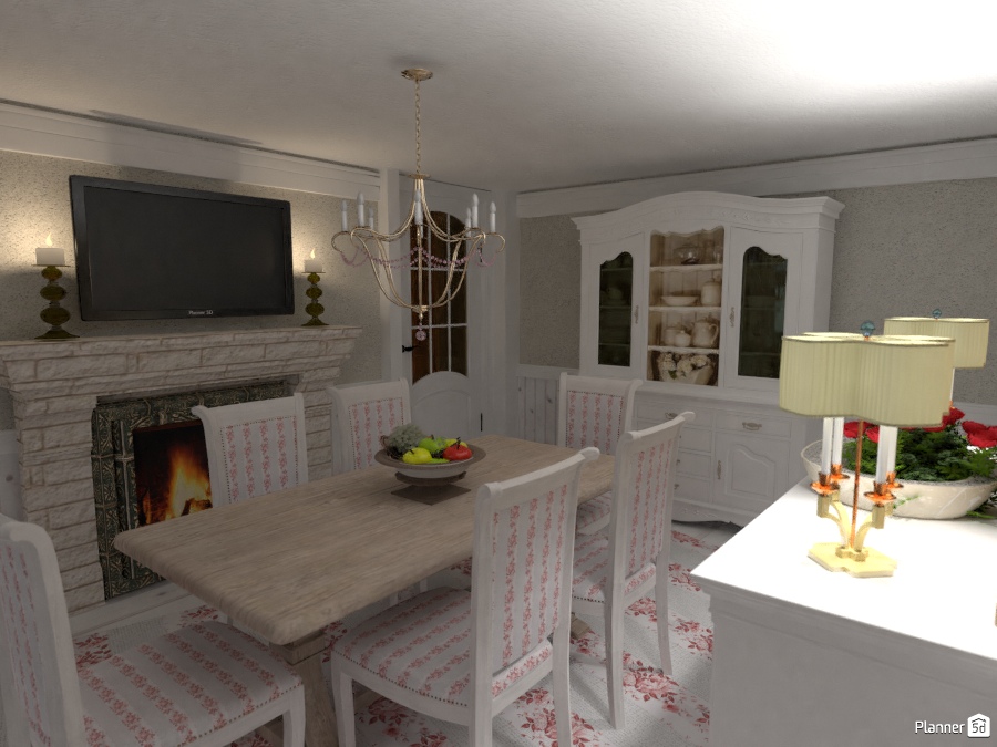 Cottage in the Devonshire: Dining w/Fireplace #2 #1266855 by Micaela Maccaferri