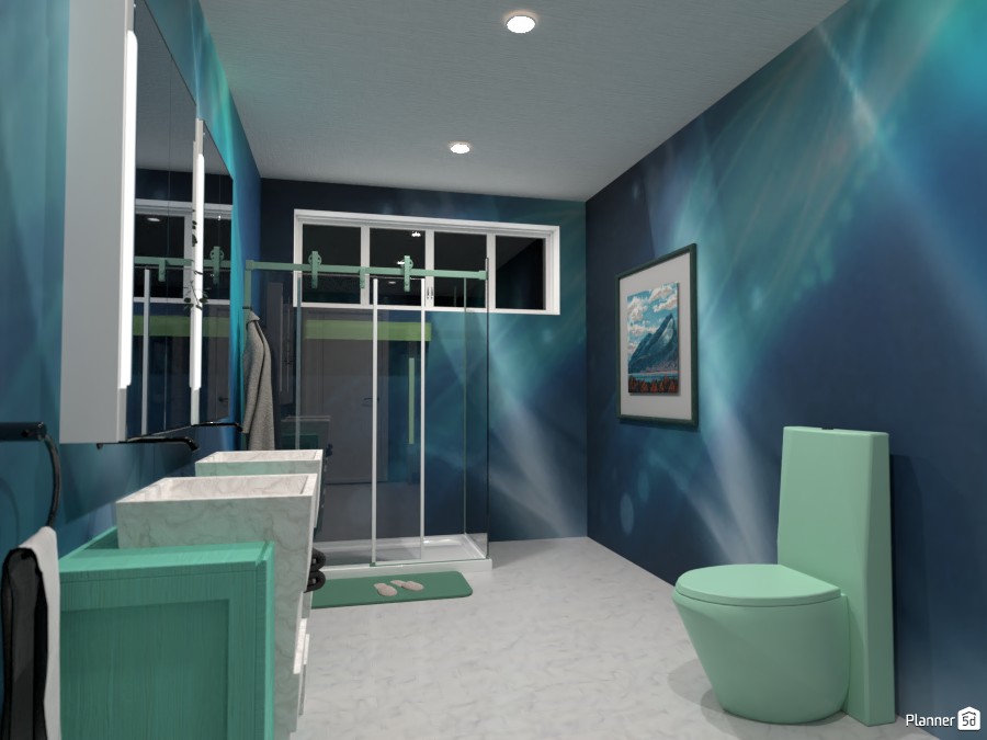 Mint Green and Blue bathroom. #4062365 by Art lover