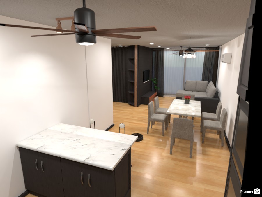 Minimalistic living room, open kitchen and dining area #4446604 by Ahmad Maghfur