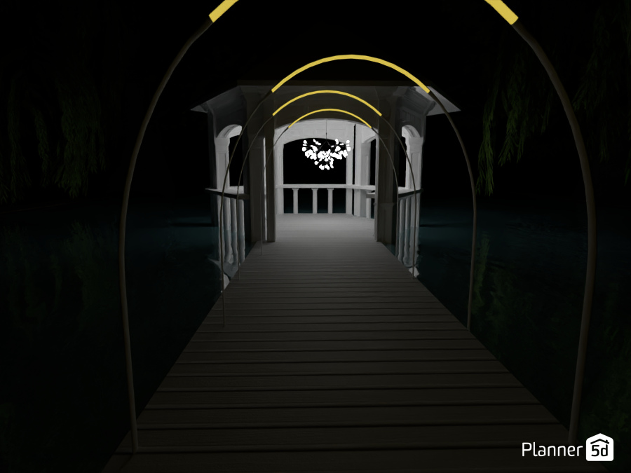 Terrace at night. #13760027 by Courteny