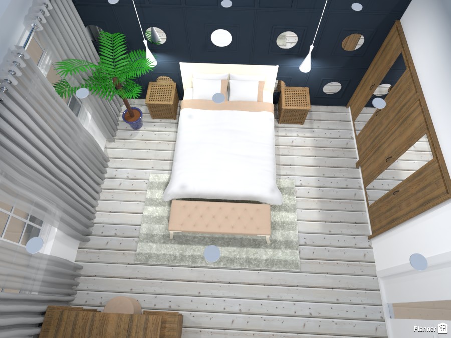 Bedroom with an accent wall #4580138 by Mia