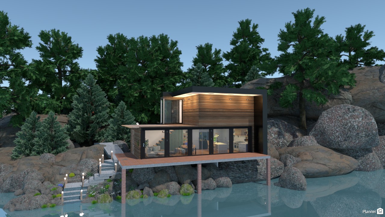 Casa  moderna em uma  pequena  ilha remota. 5330709 by Luana image