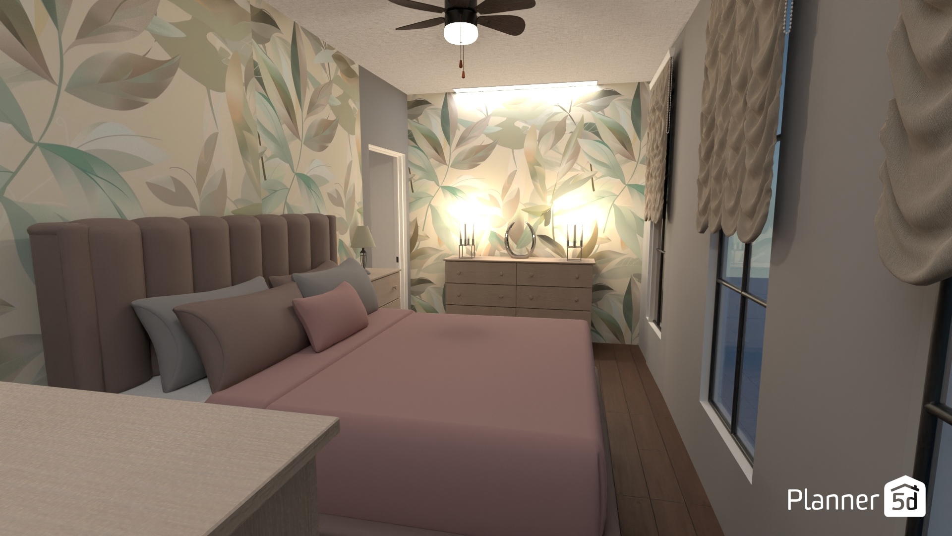 Teal Leaf Bedroom #4001972 by Jamie Dawson