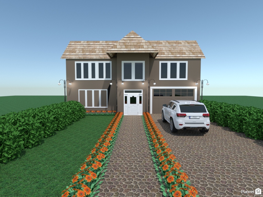 dark taupe house with rock drive n walk #2206420 by Joy Suiter