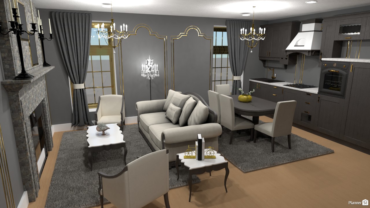 Cocina y sala de estar clásicas versión personal. #3946071 by Hall Pat