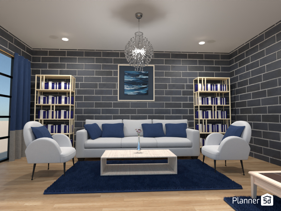 White And Blue Living Room #8538517 by Watty Fatty