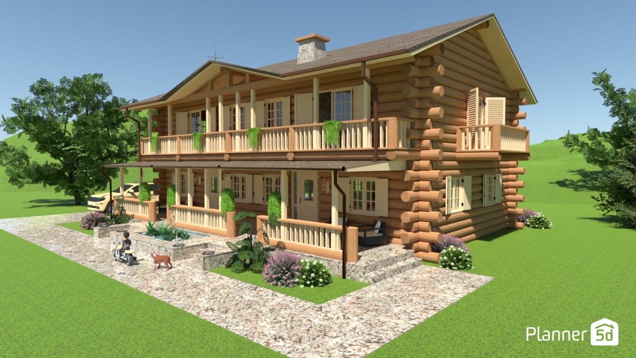 House with logs. #21613234 by megaloman.