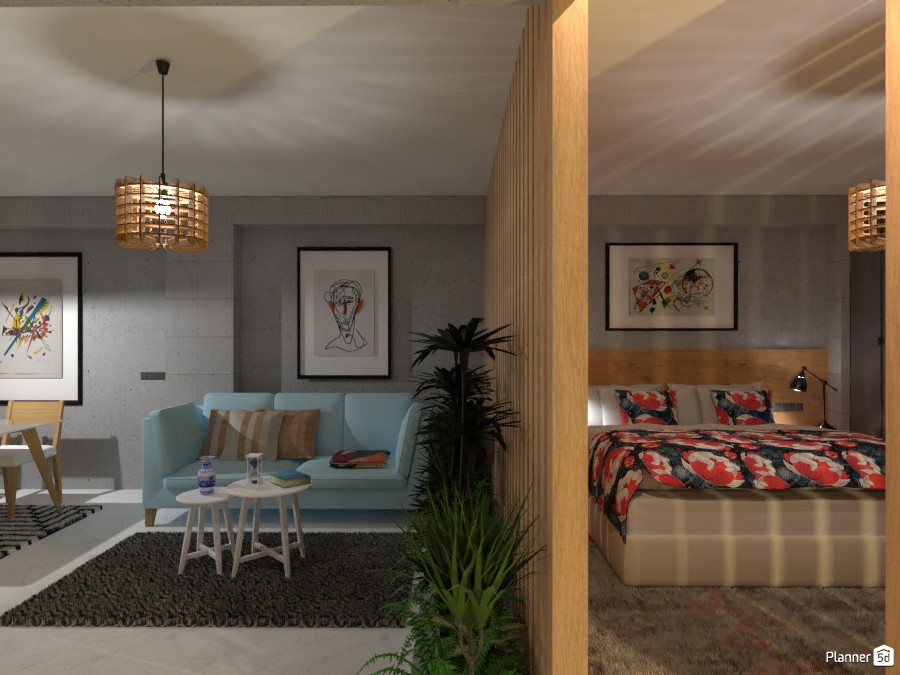 City Apartment with Divider / Living room + bedroom #3542421 by Lucija Marko