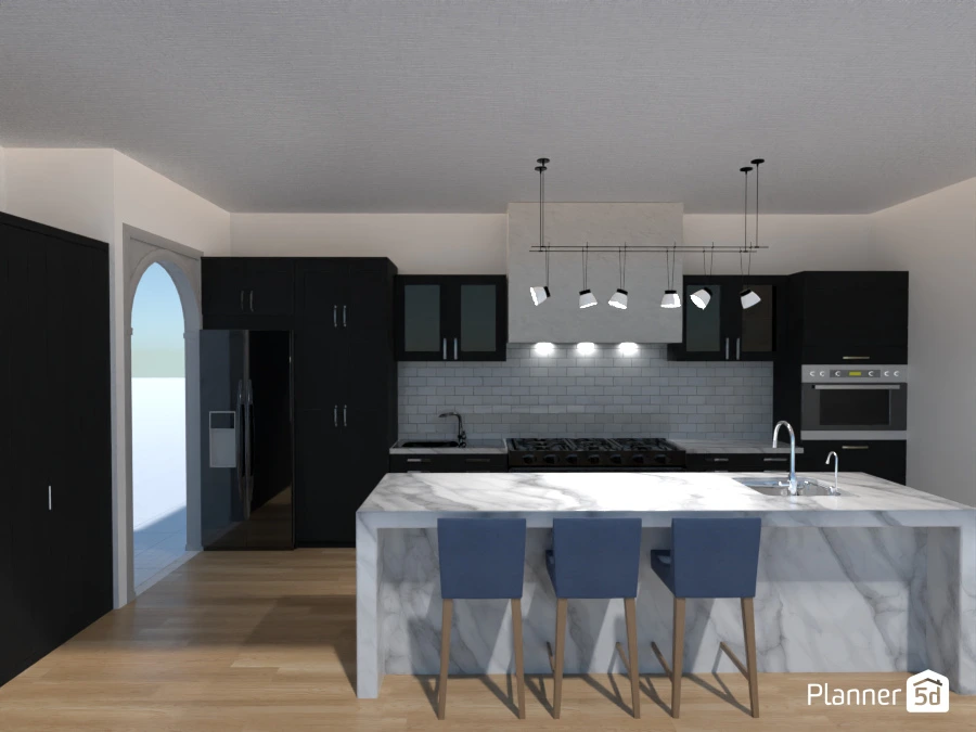 Navy Coastal Country Contemporary Kitchen! #105337 Por Will Dellaway