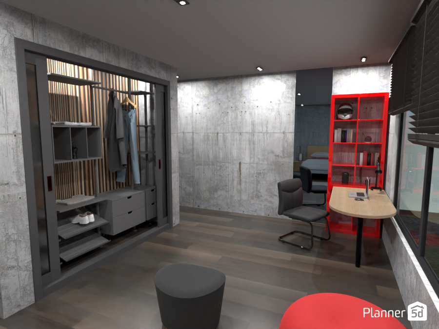 walking closet and bedroom space #9064477 by Michel