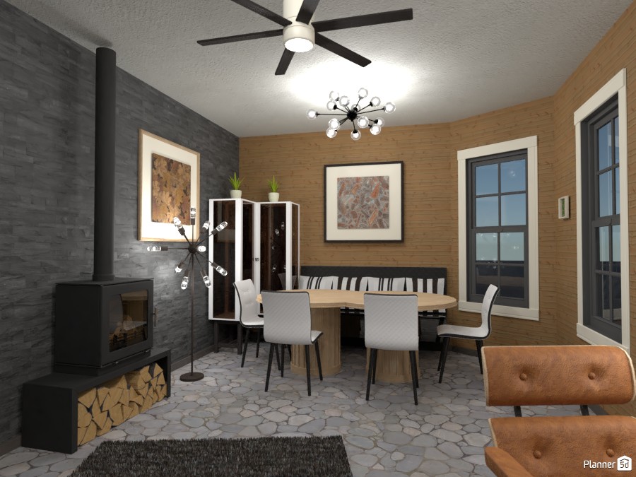 Dining and living room with natural materials #3763633 by Rita