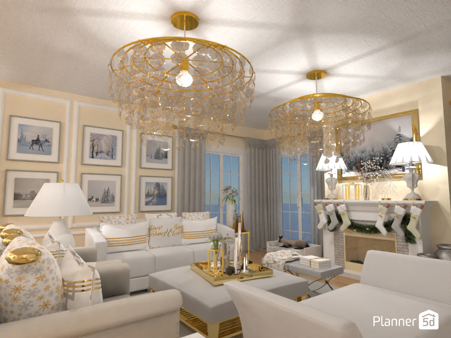 White & Gold Christmas Decor #10705496 by Michelle Ferrreira Pinheiro