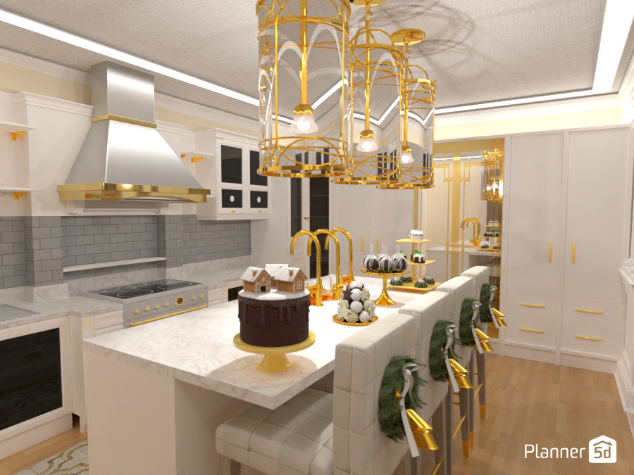 White & Gold Christmas Decor #10705556 by Michelle Ferrreira Pinheiro