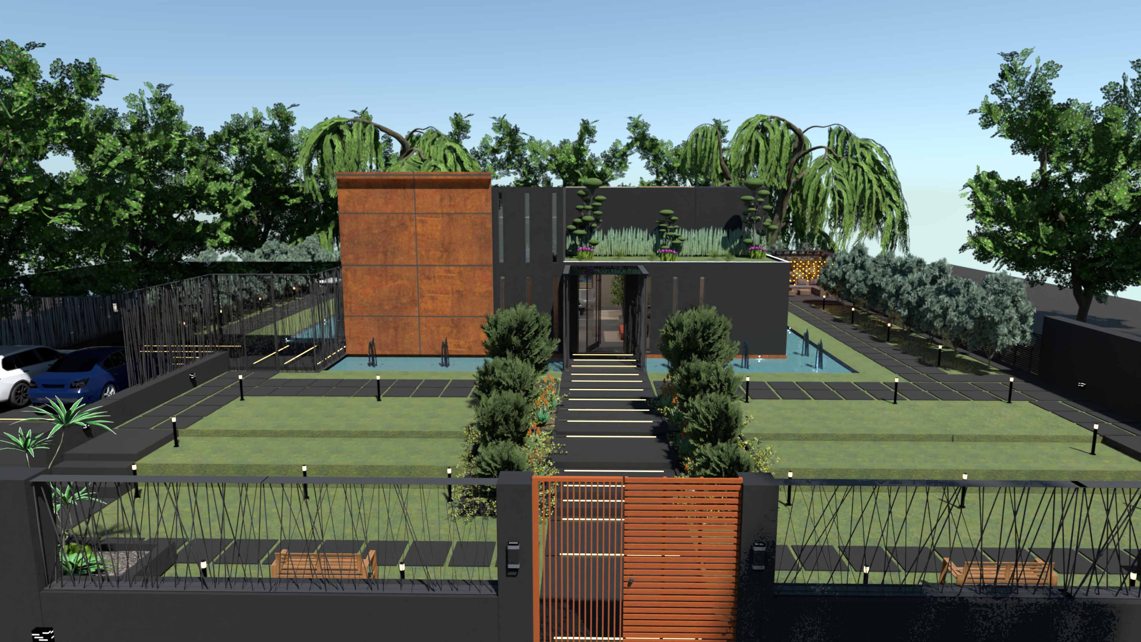 orange-rust modern house #13075759 by Michel