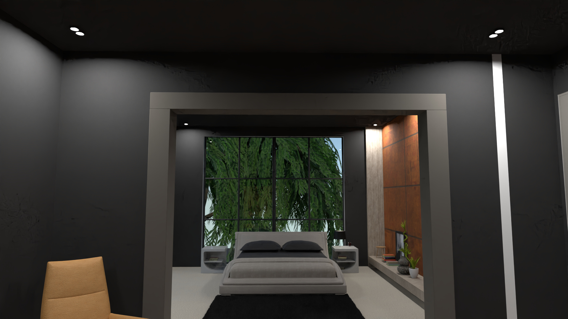 black/orange primary bedroom #13020843 by Michel