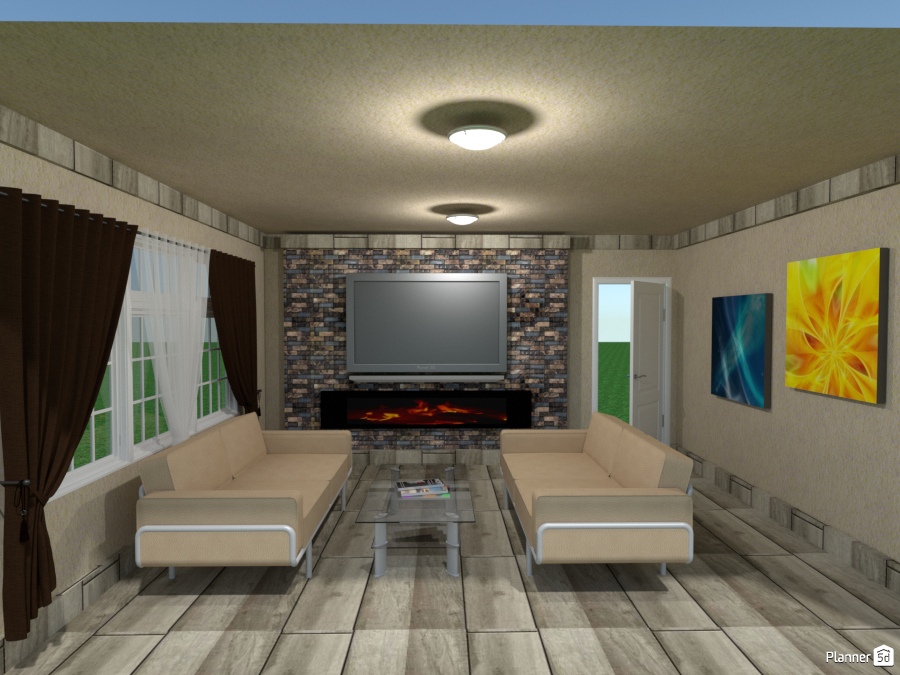 brick wall with fireplace n tv 1398668 by Joy Suiter image