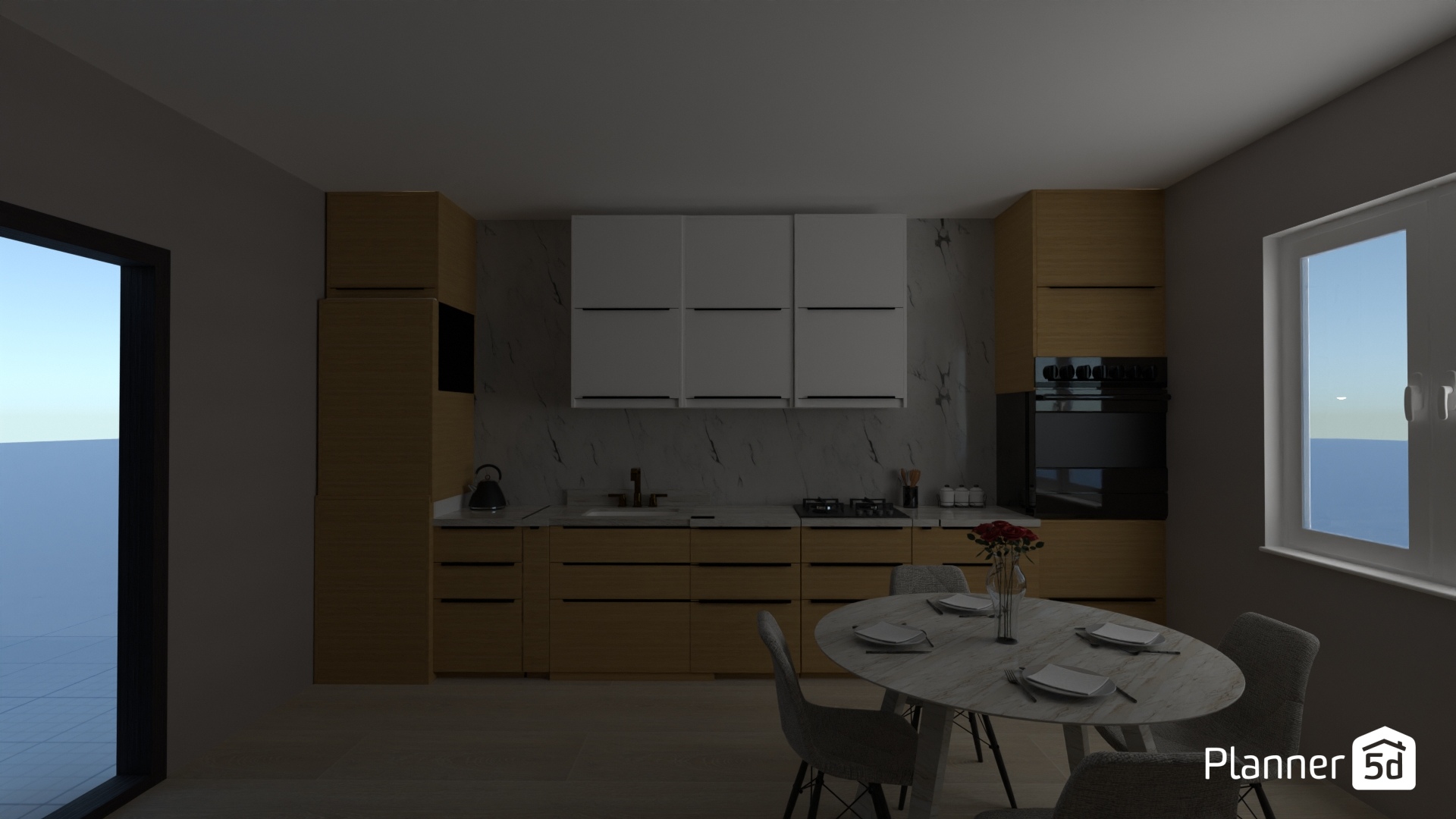 кухня и гостиная - Free Online Design | 3D House Ideas - by Planner 5D